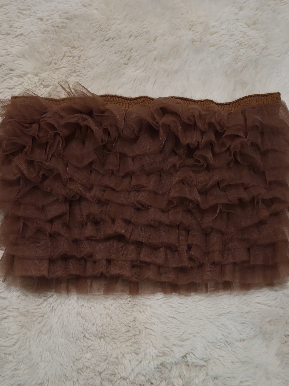 Better Be Brown Ruffled Tulle Crop Top
